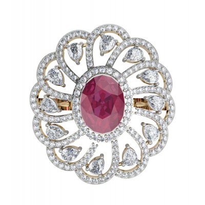 Enticing Ruby Diamond Cocktail Ring